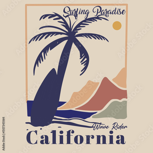 Surfing Paradise Wave Rider California.eps