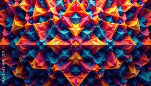 Intricate geometric tessellation with bold contrasts, shapes, intricate