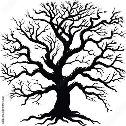 Silhouette of a Barren Tree: A stark silhouette of a leafless tree against a neutral backdrop evokes a sense of solitude, resilience, and the passage of time.