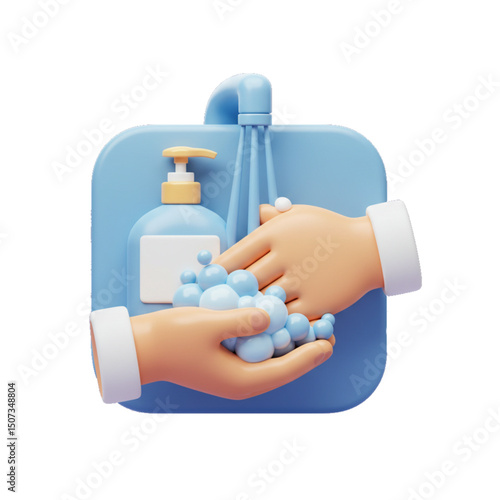 Two hands washing under faucet.