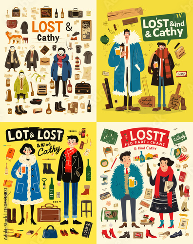 Lost & Cathy Fashion Illustration: A stylish fashion illustration featuring the theme "Lost & Cathy", showcasing a collection of fashion items.