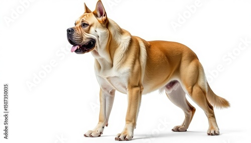 Majestic mastiff, powerful stance, white background, canine, portrait