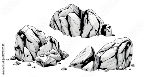 set of rock vector