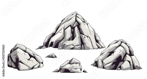 set of rock vector