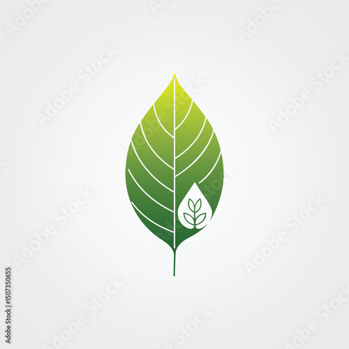 Green leaf icon. Green leaf isolated on white background