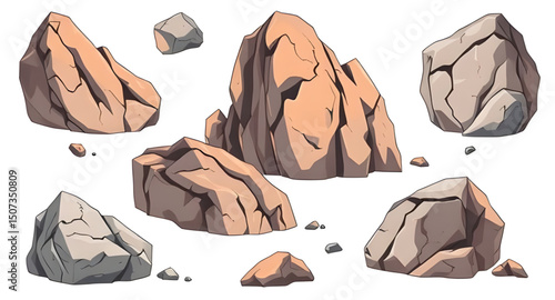 set of rock vector