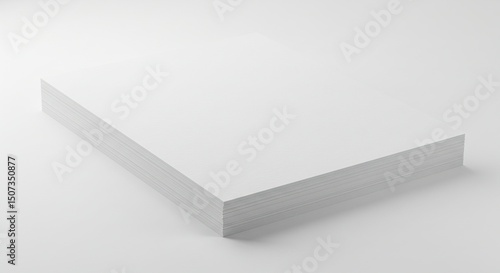 Stack of blank white paper on a plain surface