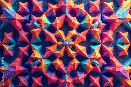 Repeating triangles form a vibrant, colorful geometric design , background, triangles, vibrant