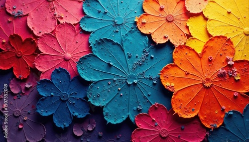 Repetitive shapes on a painted surface, artistic sample, shade, background