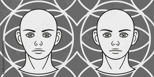 Bipolar personality and mental disorder concept. Vector illustration. 