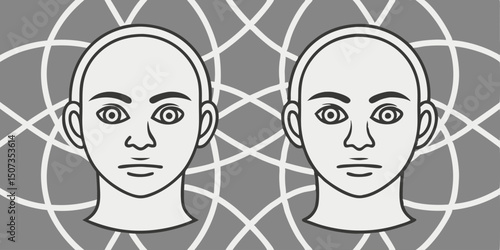 Bipolar personality and mental disorder concept. Vector illustration. 