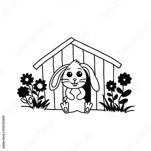 dog in a in front of house