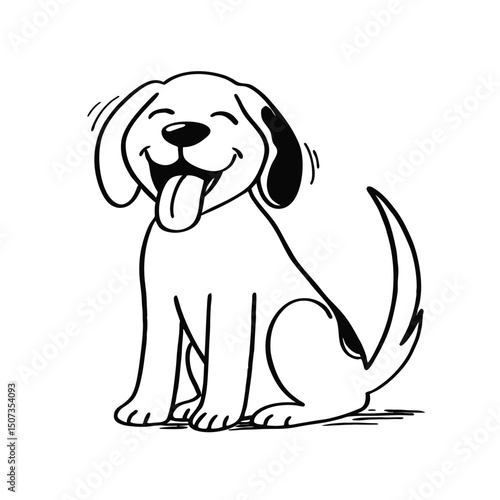 dog is laughing on white background
