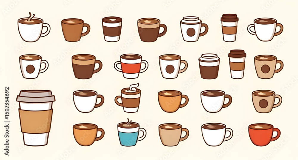 coffee cartoon set coffee cartoon set