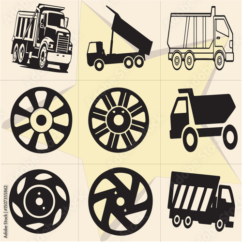 All kind of transportation vector Black and white set-113