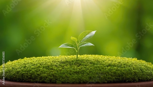 green grass on the background of the sun