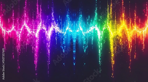 An abstract display of rainbow glow light leaks cascading over a solid black base, blending colors in dynamic, flowing streaks that create a sense of movement