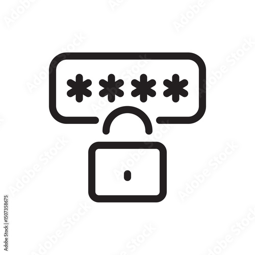 Password lock, code, pin flat outline icon vector illustration. Isolated on white background. Editable stroke, pixel perfect 48x48