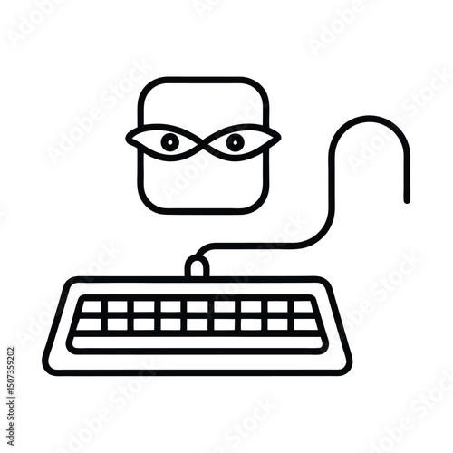 Keyboard Spyware and Hacker Surveillance Icon on White Background