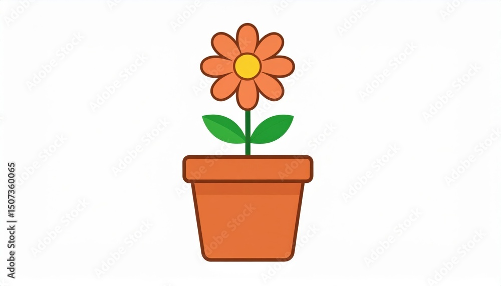Orange Flower In Terracotta Pot Orange Flower In Terracotta Pot