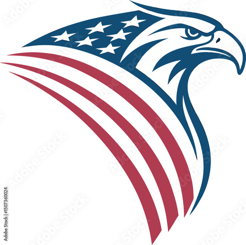 Patriotic Eagle Head Design with American Flag Elements