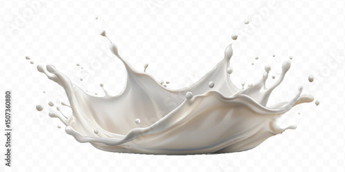 realistic 3d smooth milk splashes in the wave style  isolated on transparent background	
