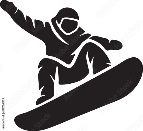Snowboarding Action Silhouette Icon