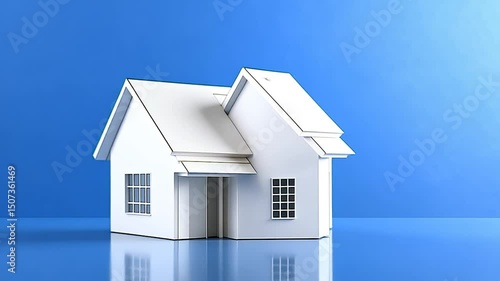 Wallpaper Mural Minimalist White House Model on Blue Background Torontodigital.ca