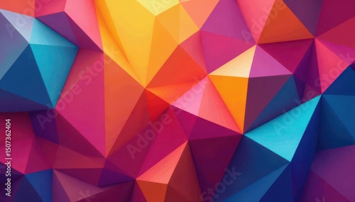 Abstract geometric shapes repeat endlessly in vibrant hues , backdrop, line