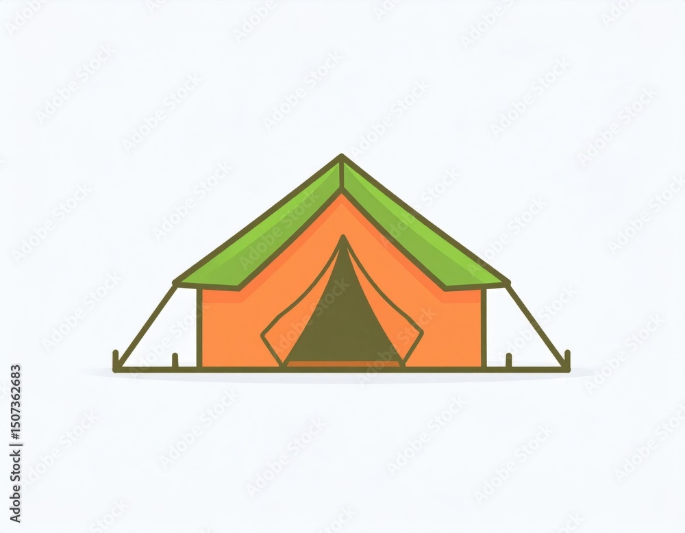 Simple Orange And Green Pixel Art Tent Illustration Simple Orange And Green Pixel Art Tent Illustration