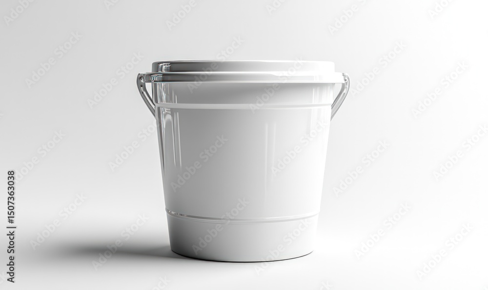 White plastic bucket, blank mockup White plastic bucket, blank mockup