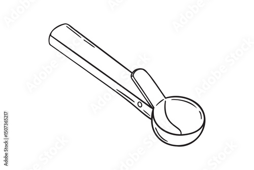 ice cream scoop icon doodle hand drawn. Outline ice cream scoop line drawing clipart symbol