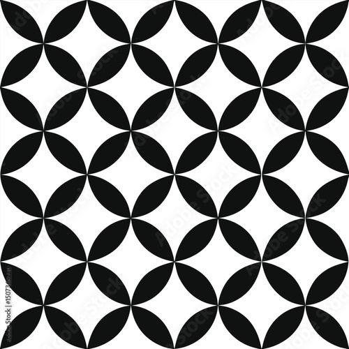 Minimalist Black and White Geometric Floral Pattern Vector