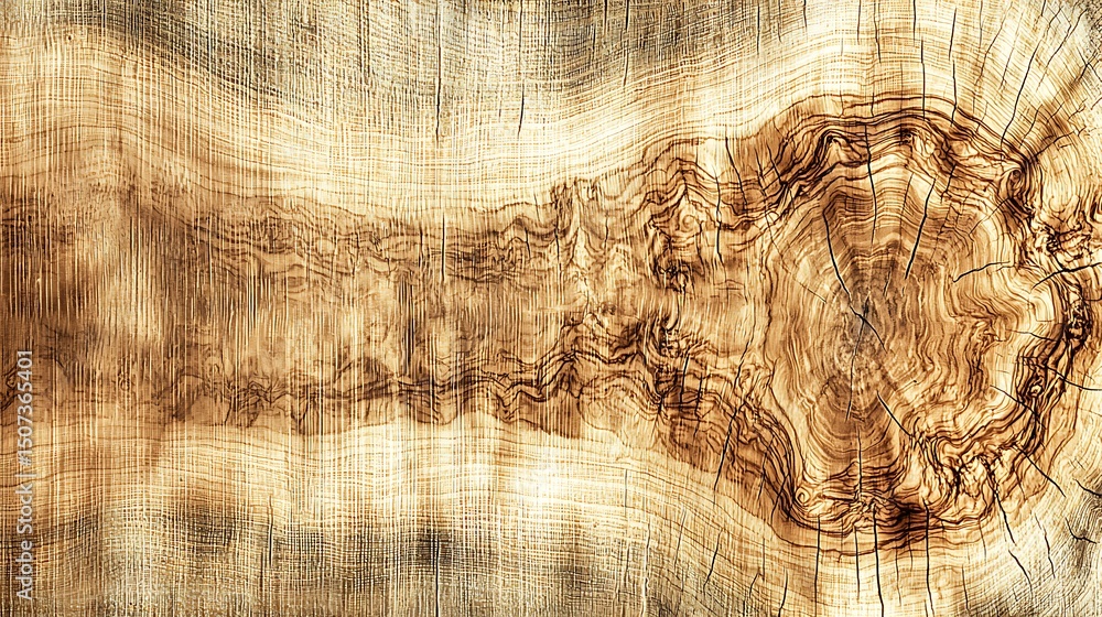 Naklejka premium A warm brown wooden surface with visible knots and smooth texture, providing a rustic and cozy atmosphere.