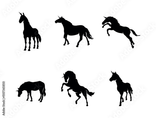 Unicorn silhouette on white background