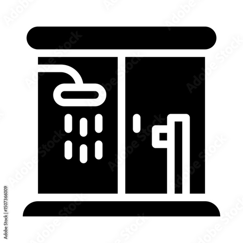 shower stall glyph icon