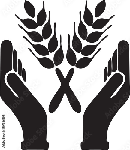 Wheat Crop Protection Hands Icon Vector