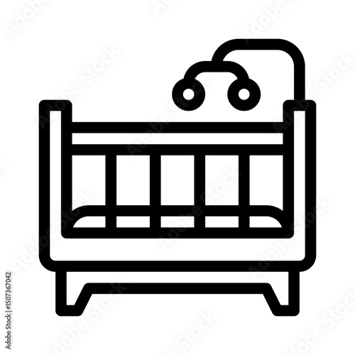 baby crib line icon