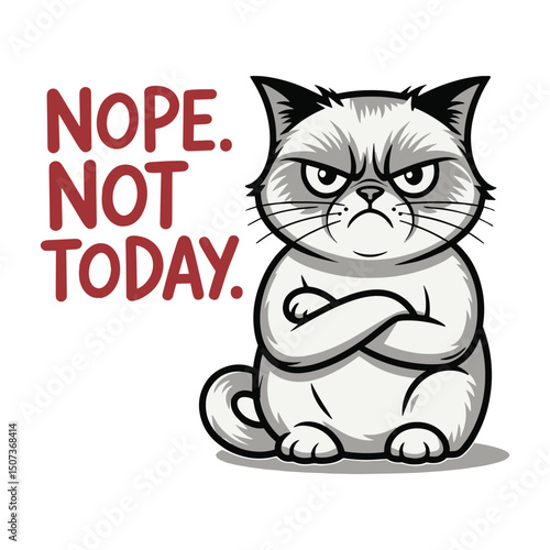 Nope Not Today Grumpy Cat T Shirt Design