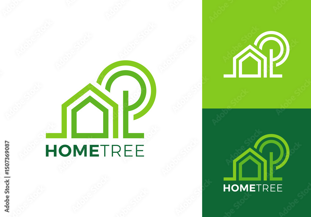 abstract tree with home logo design vector concept abstract tree with home logo design vector concept