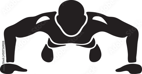 Push-Up Man Strength Exercise Vector Icon