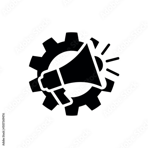 megaphone laid on gear vector