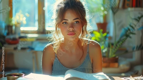 Young woman studying at home. (1)