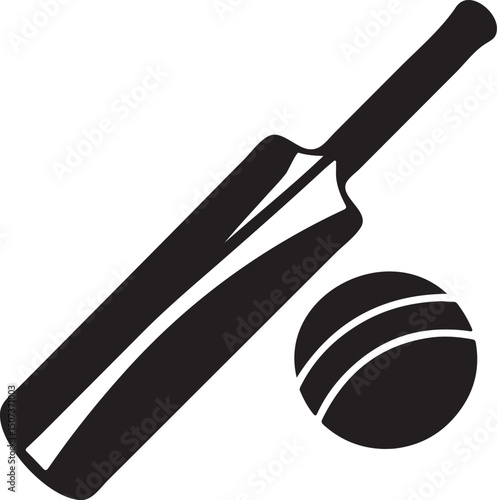  Cricket Bat and Ball Silhouette Vector