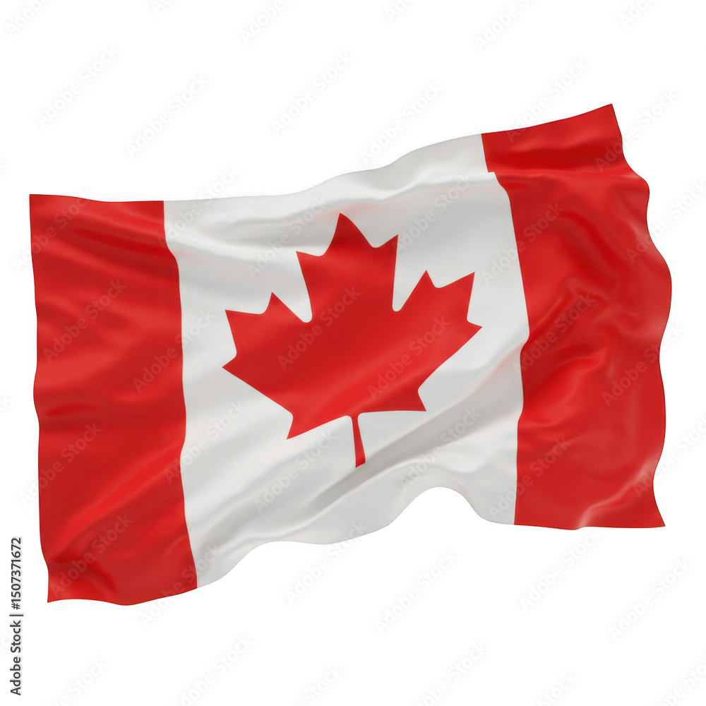 Waving canadian flag with maple leaf isolated on transparent background Waving canadian flag with maple leaf isolated on transparent background