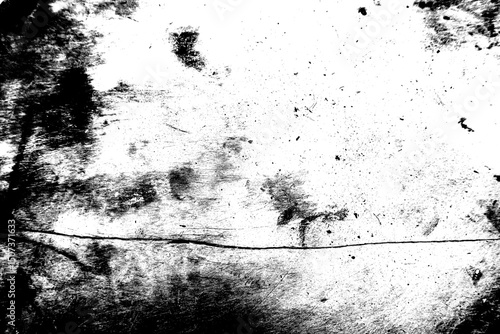 Abstract black and white distressed overlay background on a transparent background. Scratches, rough textures, and grunge elements 