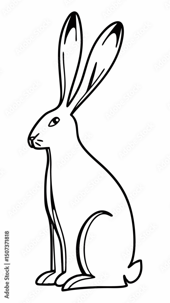 Obraz premium One line vector drawing - hare