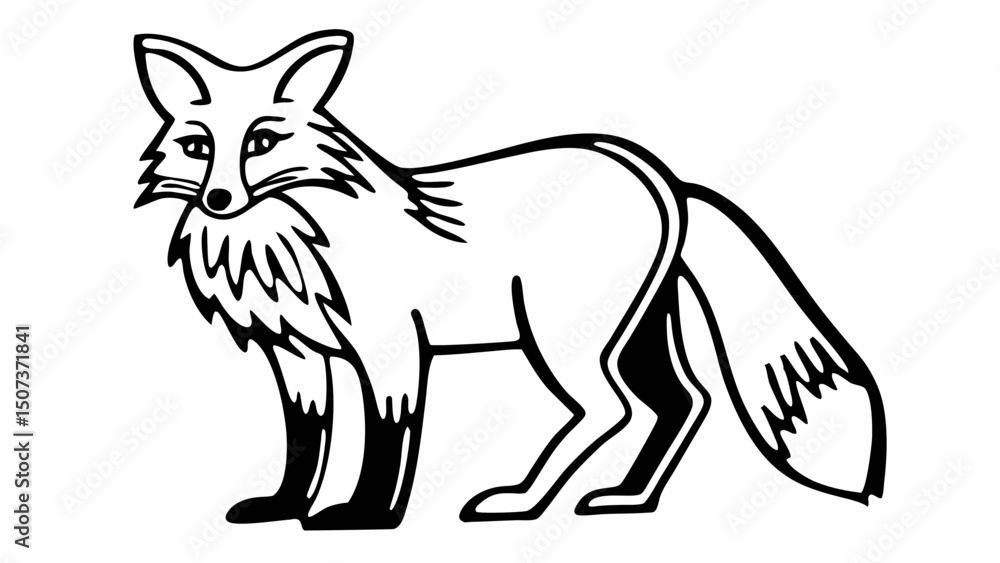 Fototapeta premium One line vector drawing - fox