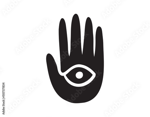 unique eye palm element symbol folklore mysticism hand vector art and motifs. silhouette art poster with palm hand icon wallpaper