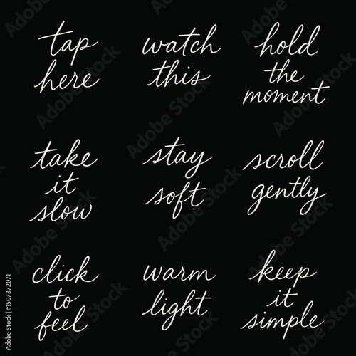 Handwritten aesthetic stickers for social media story format design